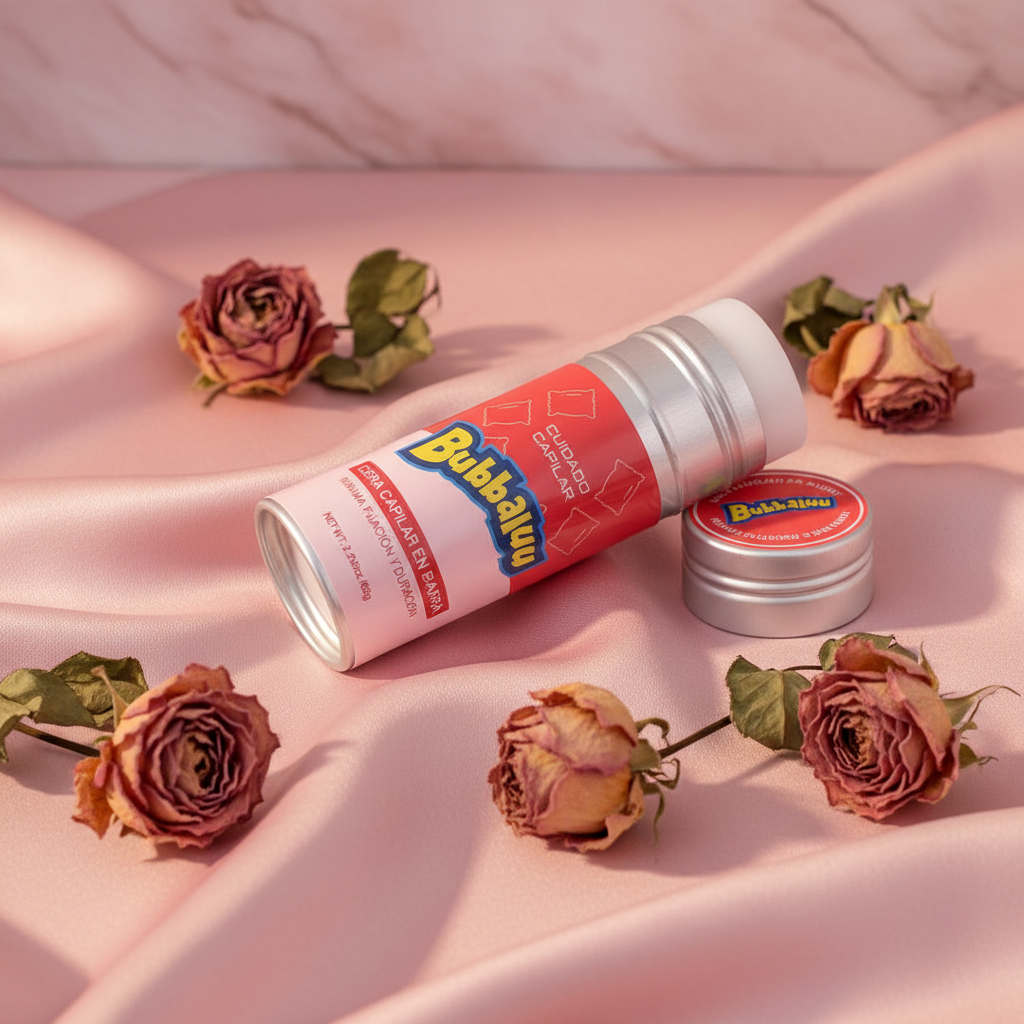 Cera Capilar en Barra Bubbaluu sabor Frutilla - estilo editorial